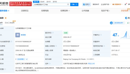 蔡国强1分钟视频报价8.2万 其工作室出资额仅3万