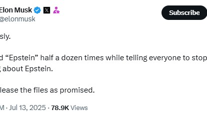 支持者阵营裂痕扩大，特朗普发长文称“无人关心”爱泼斯坦案，马斯克：说了半天，公布得了