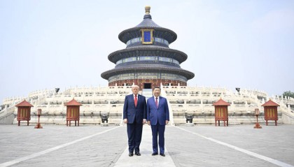 特朗普离开天坛前，留下六个字：惊艳！大美中国！中美达成全新战略关系