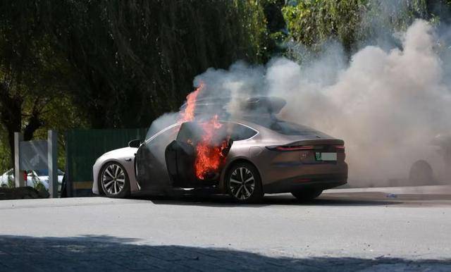 一辆蔚来ET7轿车在大理一景区外起火，撤离及时无伤亡